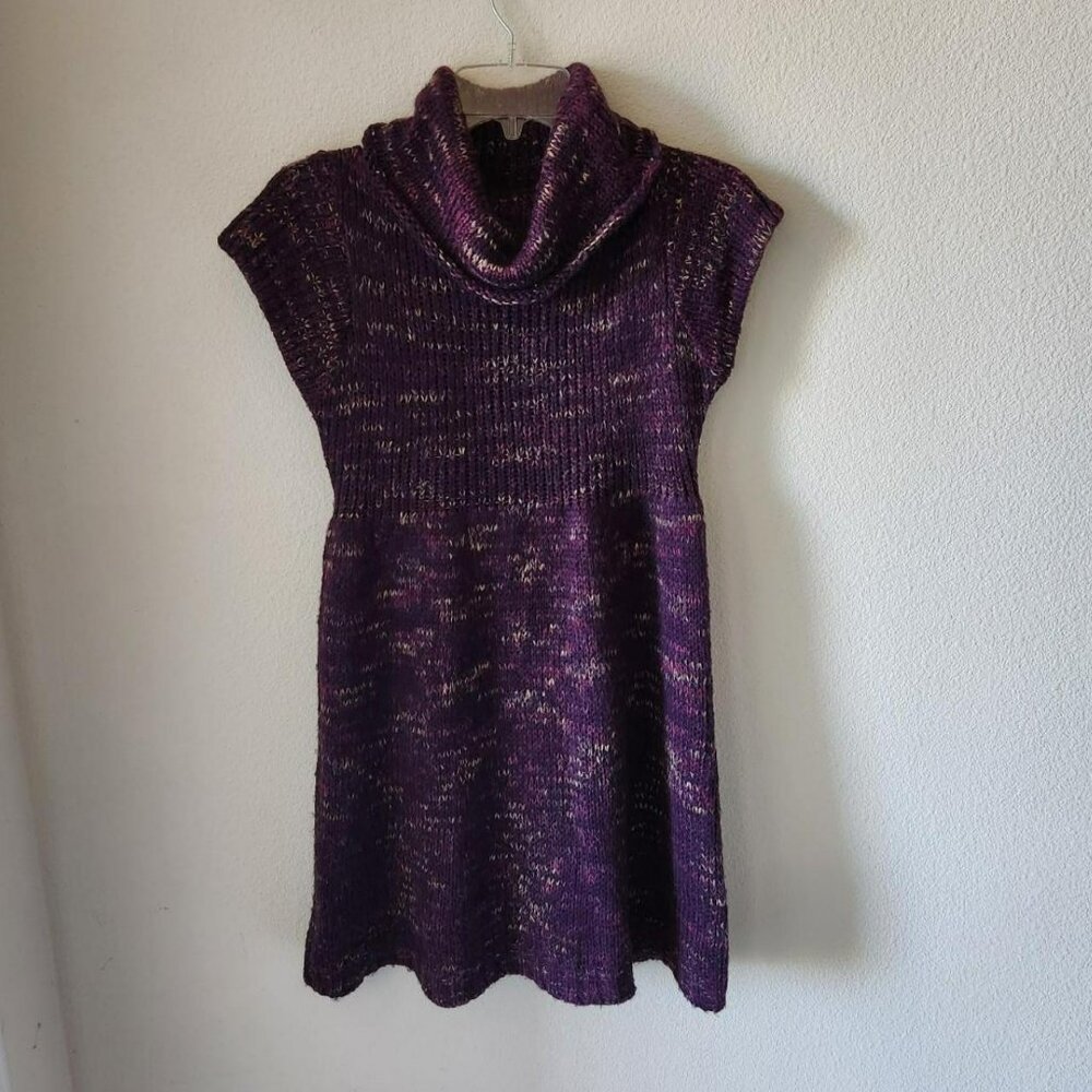 Piper & Blue Vintage Y2K Knit sweater Mini dress cowl neck Aubergine Sz M/L